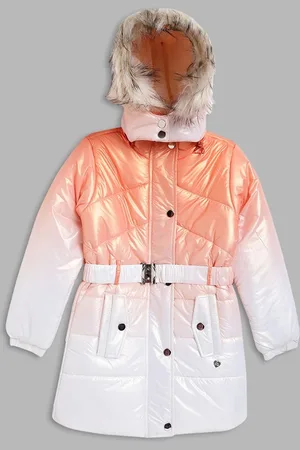 Blue Giraffe Girls Hooded Colourblocked Casual Puffer Jacket