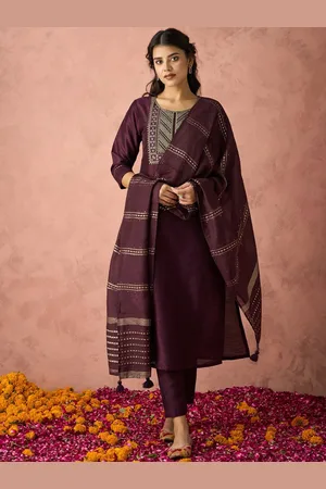 HRITIKA Women Ethnic Motifs Regular Thread Work Kurta with Trousers & Dupatta