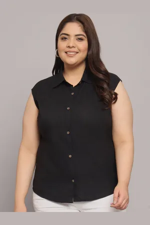 Funday Fashion Women Spread Collar Solid Cotton Casual Shirt