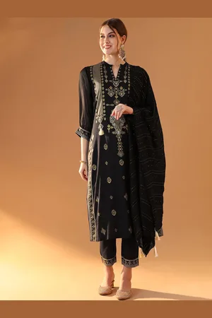 Tulsattva Geometric Printed Mandarin Collar Regular Kurta & Trouser & Dupatta