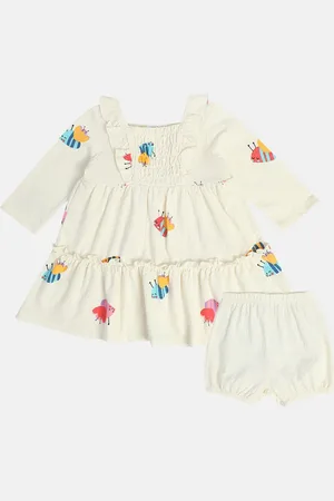 MINI KLUB Girls Cotton Printed Fit & Flare Dress