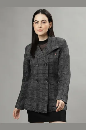 ICONIC Women Checked Spread Collar Longline Over Coat