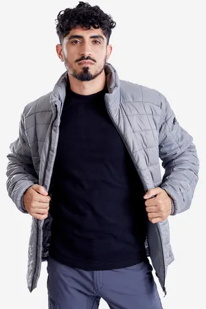 DECATHLON Men Solid Grey Upto -5 Degrees Non-Hooded Synthetic Puffer Jacket