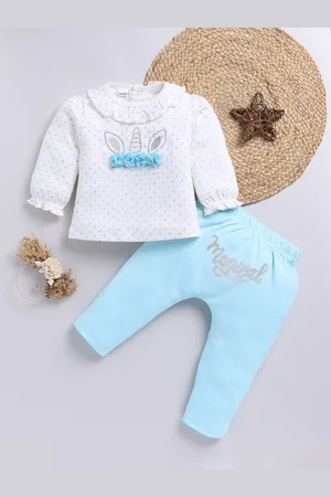 Moms Love Girls Pure Cotton Printed Top with Trousers