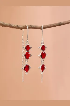 Fabindia Silver Plated Artificial Stones Drop Earrings