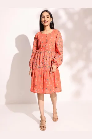Fabindia Floral Print Fit & Flare Dress