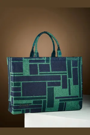 Fabindia Women Abstract Printed Structured Tote Bag with Cut Work