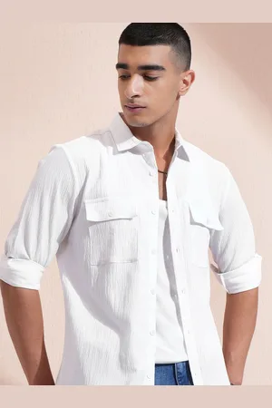 Highlander Men Popcorn Textured Utility Pocket Casual Shirt