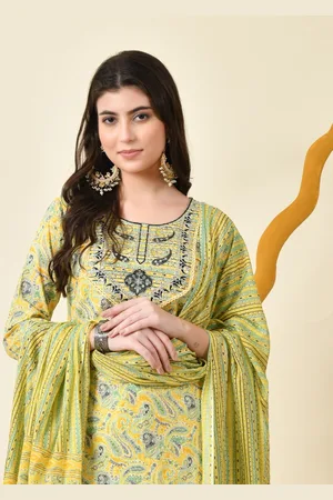 DORIYA Paisley Printed Regular Thread Work Kurta With Trouser With Dupatta