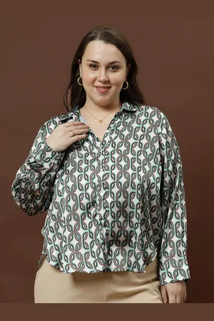 ATHENA Print Satin Shirt Style Top