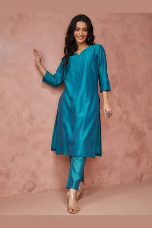 Fabindia Cotton Silk Straight Kurta with Trousers