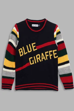 Blue Giraffe Boys Typography Printed Pullover