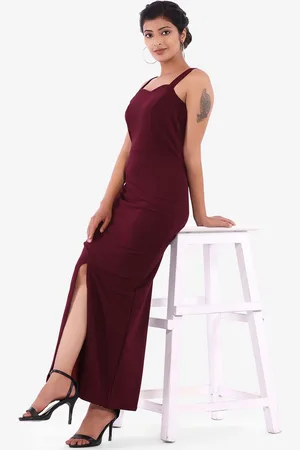 Golden Kite Women Solid Shoulder Straps Maxi Dress
