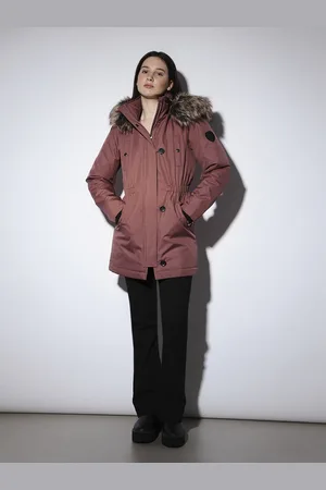 ONLY Women Solid Hooded Faux Fur Trim Parka Coats