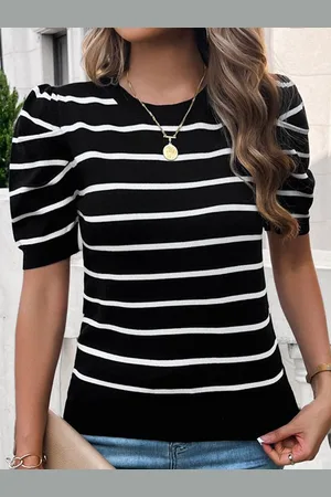 Stylecast Women Horizontal Striped Round Neck Top