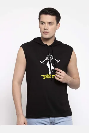 Friskers Men Black Cotton Graphics Printed Hoodie T-shirt