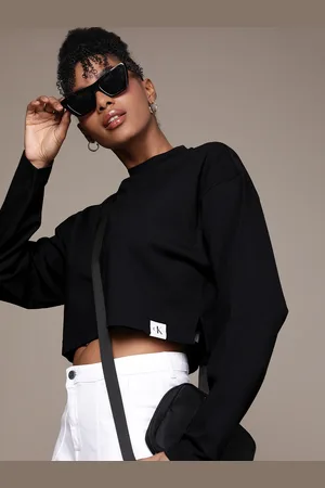 Calvin Klein Round Neck Long Sleeves Cropped T-shirt