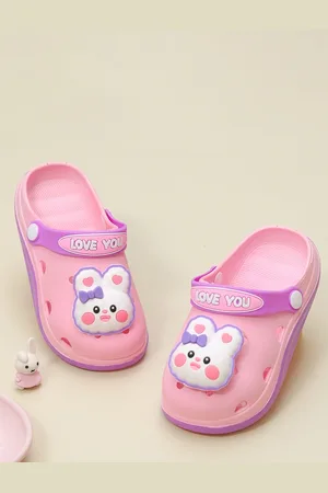 Yellow bee Girls Self Design Flip Flops Clogs
