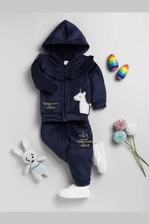 Moms Love Infant Girls Self Design Sweatshirt With Joggers
