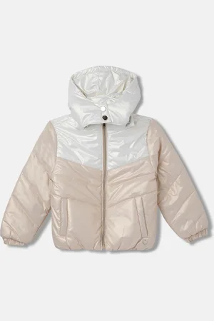 Blue Giraffe Girls Hooded Colourblocked Casual Puffer Jacket