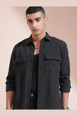 Highlander Men Popcorn Textured Utility Pocket Casual Shirt