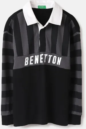 Benetton Boys Graphic Printed Polo Collar Pure Cotton Oversized T-Shirt