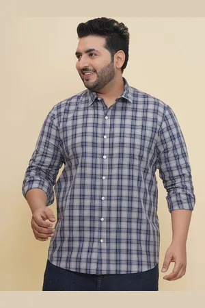 John Pride Men Spread Collar Tartan Checked Cotton Casual Shirt