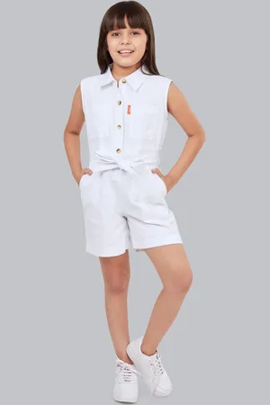 OLELÉ Girls Shirt Collar Cotton Romper