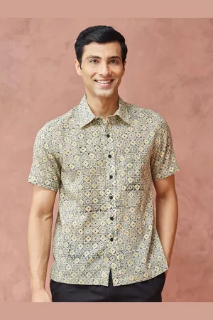 Fabindia Men Spread Collar Ethnic Printed Cotton Casual Shirt