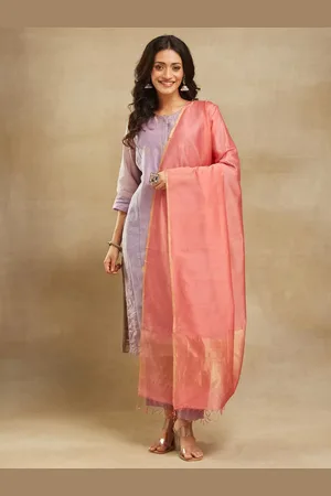 Fabindia Pink Cotton Silk Blend Dupatta