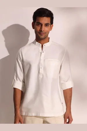 Fabindia Men Band Collar Solid Slim Fit Casual Shirt