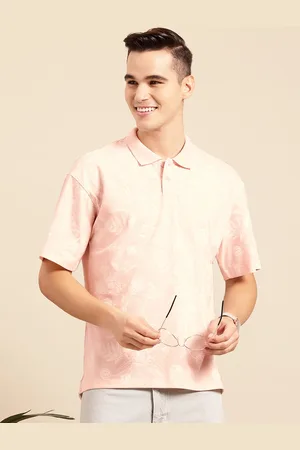 Mast & Harbour Men Floral Printed Polo Collar Drop-Shoulder Sleeves T-shirt
