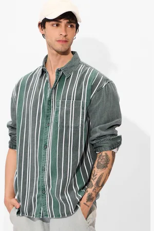 The Souled Store Men Spread Collar Vertical Striped Cotton Casual Shirt
