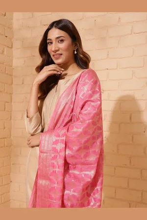 Fabindia Floral Woven Design Cotton Silk Dupatta