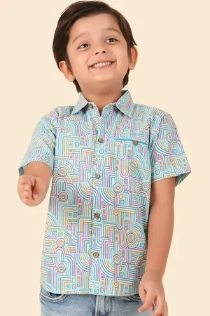 Fabindia Boys Spread Collar Abstract Printed Cotton Casual Shirt