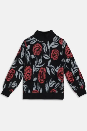 Blue Giraffe Girls Floral Printed Pullover