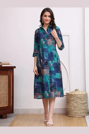 Claura Print A-Line Midi Dress