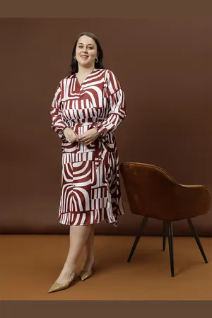 ATHENA Abstract Printed A-Line Midi Dress