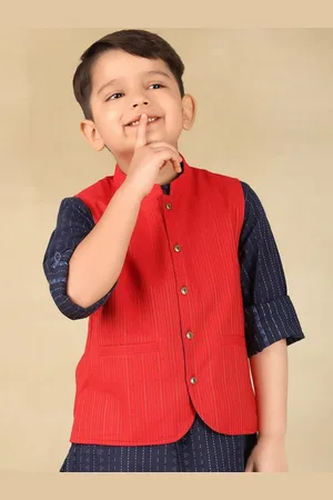 Fabindia Boys Woven Design Nehru Jackets