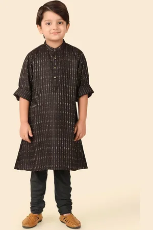 Fabindia Boys Abstract Printed Band Collar Straight Kurta