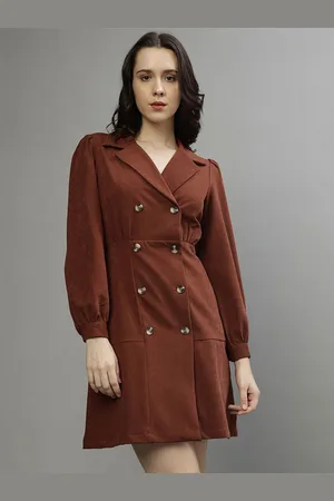 Elle Women Shirt Collar Mini Blazer Dresses