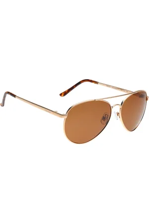 Polaroid Women Aviator Sunglasses with Polarised and UV Lens- POL 01 W GOLD/BROWN