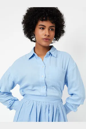 Max Collection Women Spread Collar Solid Casual Shirt
