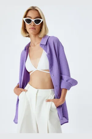 Koton Women Spread Collar Textured Oversized Casual Shirt