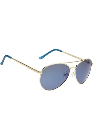 Polaroid Women Aviator Sunglasses with Polarised and UV Lens- POL 01 W LT GOLD/BLUE MIR