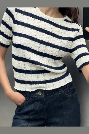 LULU & SKY Women Striped Round Neck T-shirt
