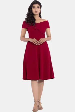 Golden Kite Women Off-Shoulder Sleeveless A-Line Dress