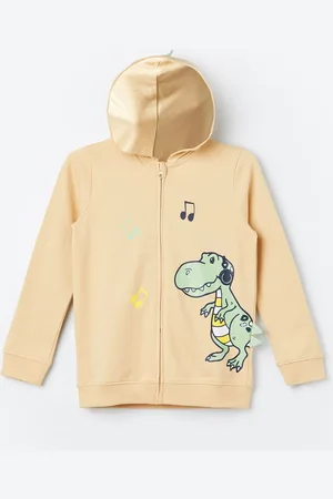 Lifestyle Boys Graphic Printed Hood Cotton Front-Open Sweatshirt