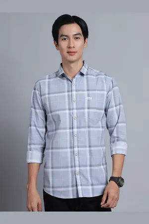 Majestic Men Comfort Spread Collar Checked Cotton Slim Fit Casual Shirt
