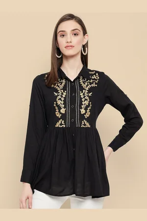 all about you Women Solid Shirt Collar Top